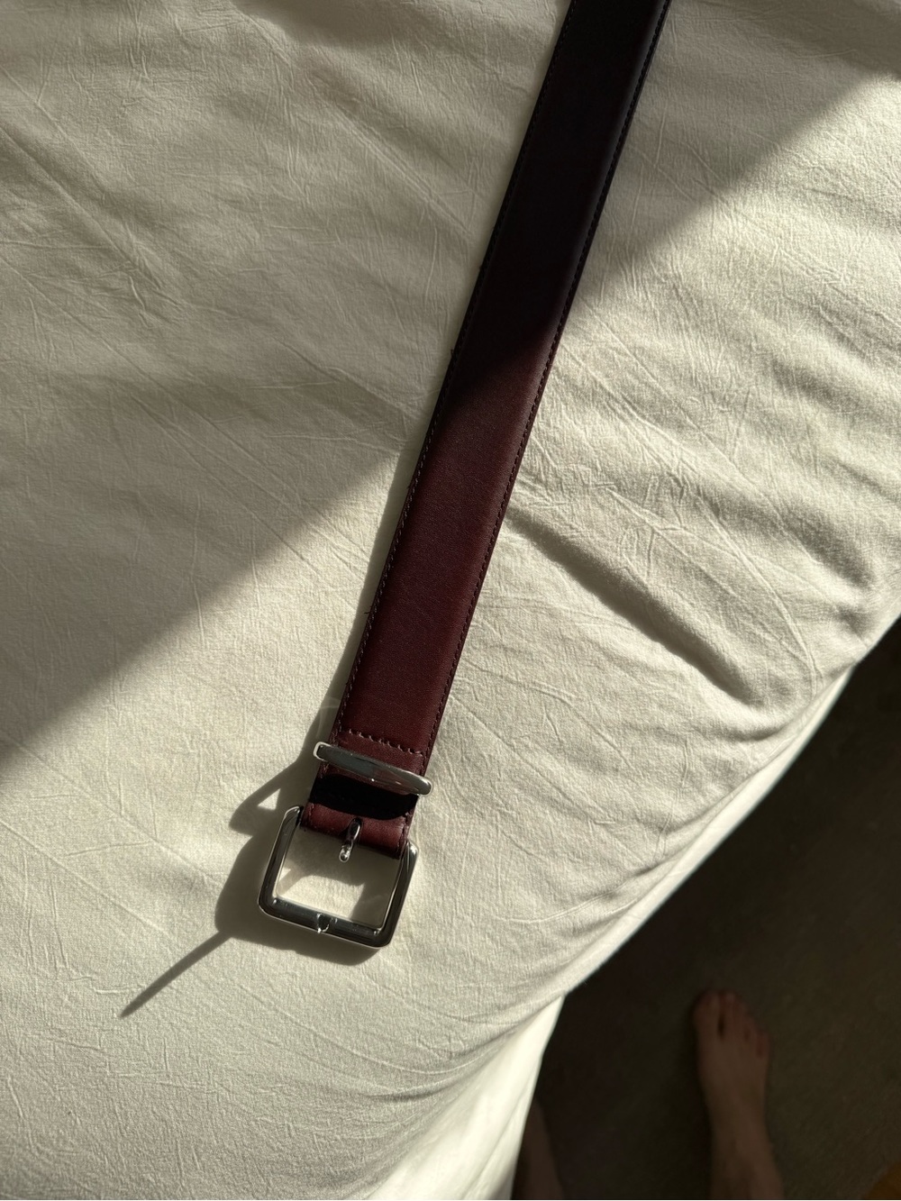 Aritzia Brown Leather Belt with Silver Hardware